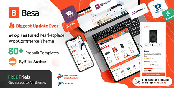 Besa Elementor Marketplace WooCommerce Theme